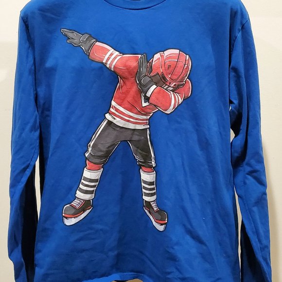 Dabbing Hockey Player Novelty Shirt, Very Cringe L - Picture 2 of 5